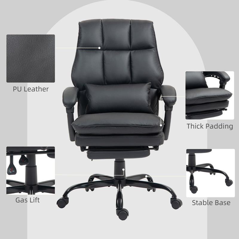HOMCOM Executive Office Chair, PU Leather Desk Chair with Armrests