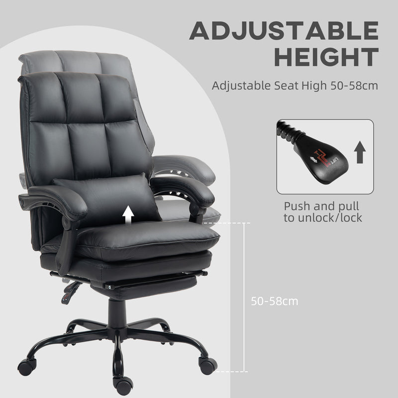 HOMCOM Executive Office Chair, PU Leather Desk Chair with Armrests
