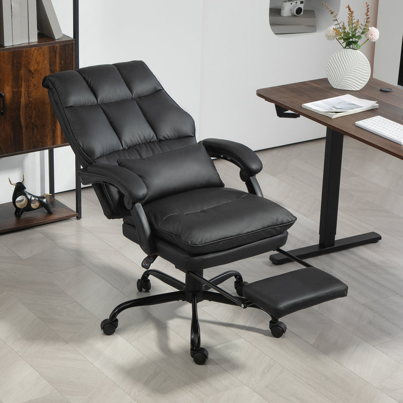HOMCOM Executive Office Chair, PU Leather Desk Chair with Armrests