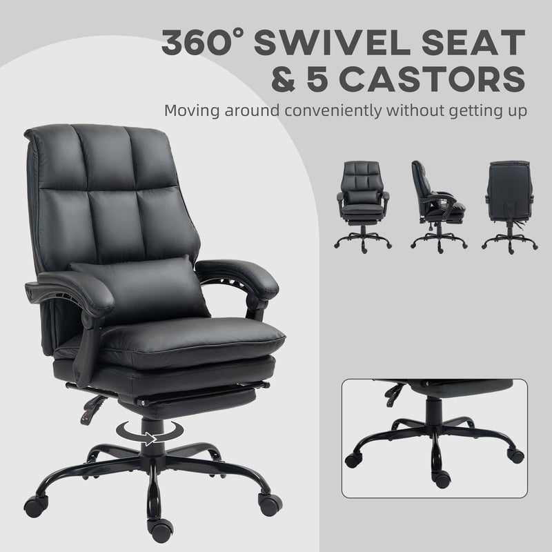 HOMCOM Executive Office Chair, PU Leather Desk Chair with Armrests