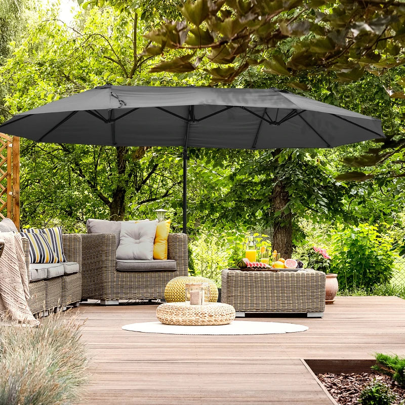 Outsunny Double Parasol 4.6m - Grey