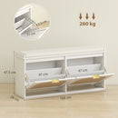 HOMCOM Boho Shoe Bench with Padded Seat and 2 Flip-Drawers