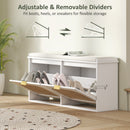 HOMCOM Boho Shoe Bench with Padded Seat and 2 Flip-Drawers