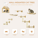 PawHut 8 Piece Cat Shelves Set with Cat House, 3 Perches