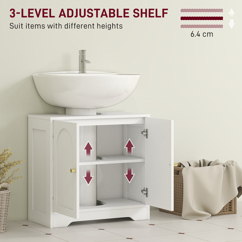 HOMCOM Modern Under Sink Cabinet for Basin without or with Pedestal, White