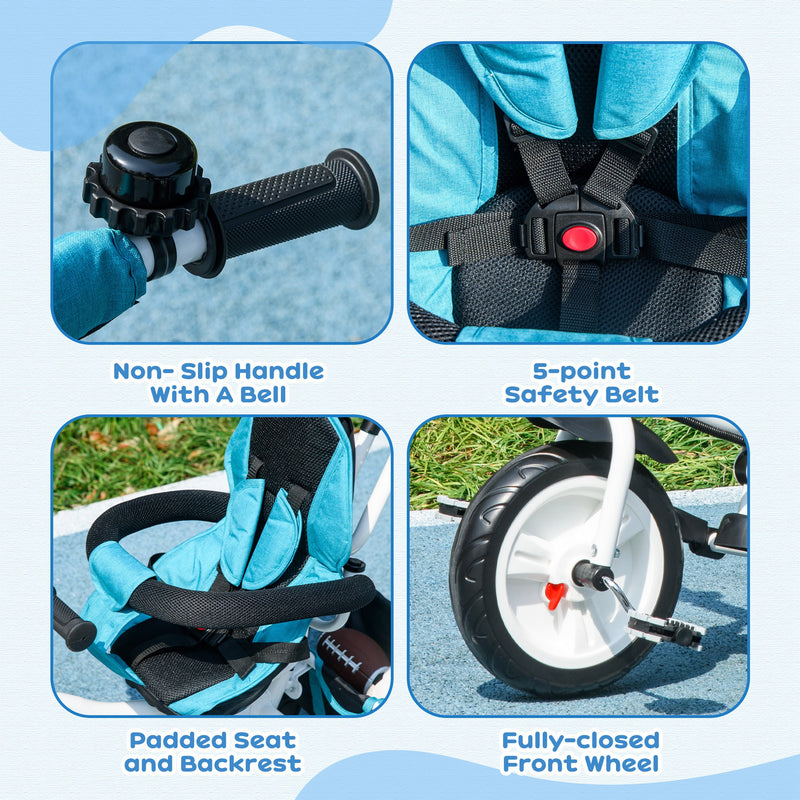 HOMCOM 6 In 1 Kids Trike, Stroller With Parent Handle