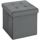HOMCOM Foldable Velvet-Feel Storage Ottoman, 38 x 38 x 38 cm,