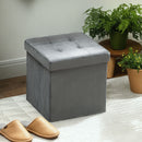 HOMCOM Foldable Velvet-Feel Storage Ottoman, 38 x 38 x 38 cm,