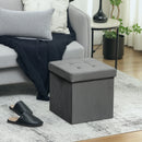 HOMCOM Foldable Velvet-Feel Storage Ottoman, 38 x 38 x 38 cm,