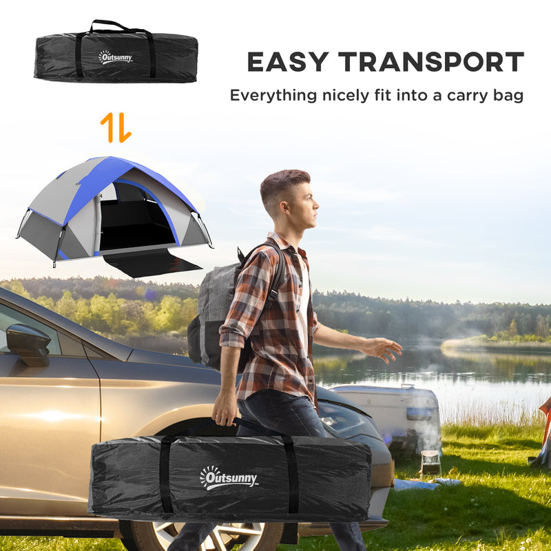 Outsunny 2 Man Camping Tent w/ Sewn-in Groundsheet, 3000mm Waterproof