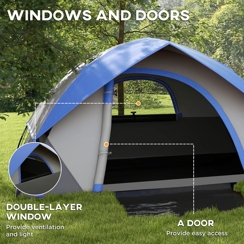 Outsunny 2 Man Camping Tent w/ Sewn-in Groundsheet, 3000mm Waterproof