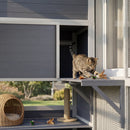PawHut Wooden Catio with Spacious Resting Rooms, 3 Platforms, Window, Grey