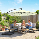 Outsunny 3(m) Banana Parasol Cantilever Umbrella Garden W/ Base Weights