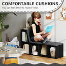 HOMCOM  2 Tier Bookcase w/ Removable Cushions Storage Cabinet for Living Room