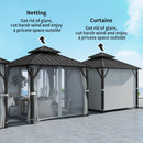 Outsunny 3 X 3(m) Hardtop Gazebo With Metal Roof, Netting And Curtains, Grey