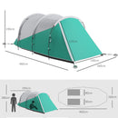 Outsunny 3000mm Waterproof Camping Tent with 2 Rooms for 3 Man, Green