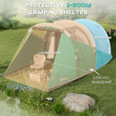 Outsunny 3000mm Waterproof Camping Tent with 2 Rooms for 3 Man, Green