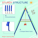 Outsunny Metal Children's Garden Swing  3-8 Years Old Blue