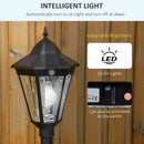 Outsunny Garden Lamp Post Light, IP44 Outdoor LED Solar Powered Lantern Lamp with Aluminium Frame for Patio, Pathway and Walkway, Black