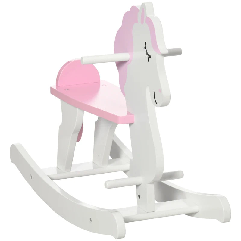 HOMCOM Children's Rocking horse- Pink and White