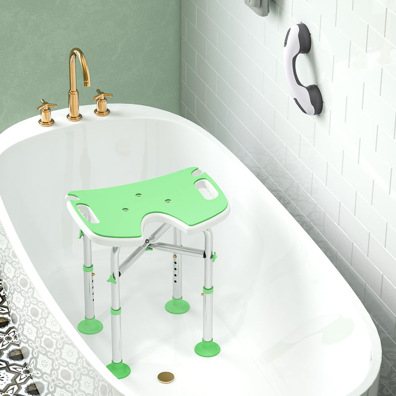 HOMCOM Aluminium Shower Stool for Elderly Disabled Non-Slip Bath Stool