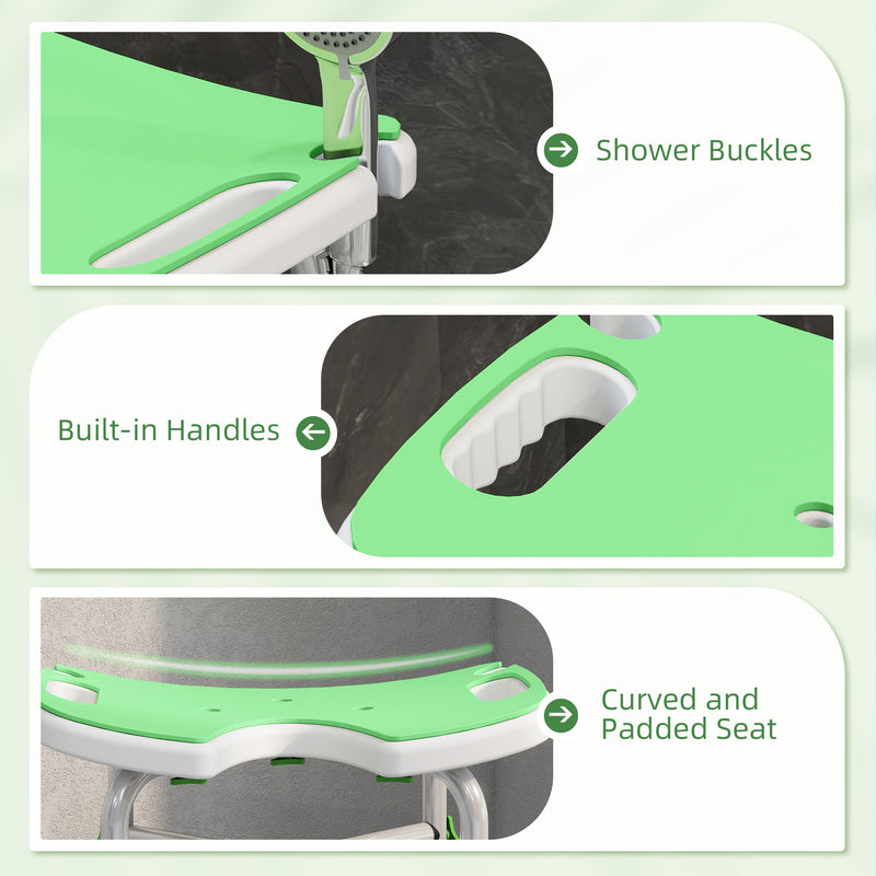HOMCOM Aluminium Shower Stool for Elderly Disabled Non-Slip Bath Stool