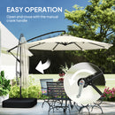 Outsunny 3 m Garden Cantilever Parasol with Sandbag, 360 Degree Rotation