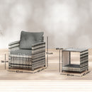 Outsunny Rattan Garden Furniture Bistro Set with Cushion, Mixed Grey
