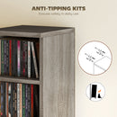 HOMCOM Set of 2 CD Storage Units with Adjustable Shelves, Distressed Grey