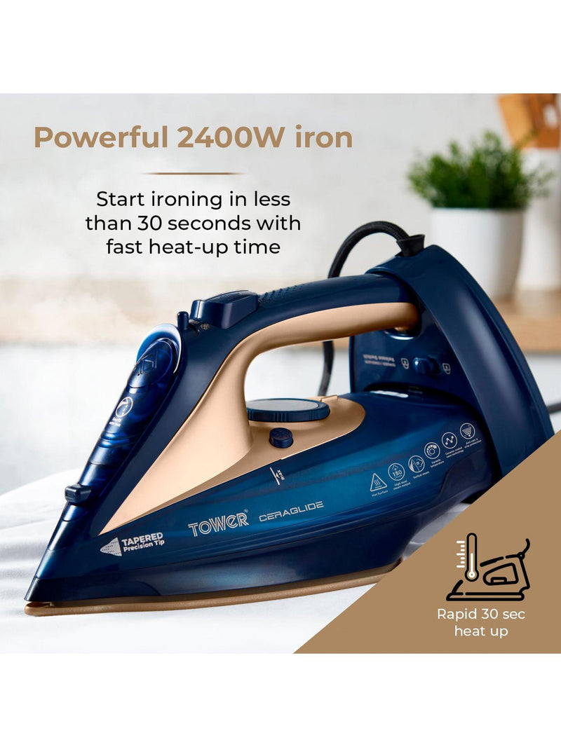 Tower Ceraliglide 2in1 Cordless Steam Iron - Blue/Gold