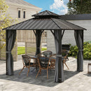 Outsunny 3 X 3(m) Hardtop Gazebo With Metal Roof, Netting And Curtains, Grey