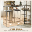 HOMCOM 3Pcs Breakfast Bar Table and Stools Set 4-tier shelving, Washed Grey