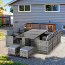 Outsunny Outdoor Rattan Dining Set 11 Piece - Grey