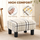 HOMCOM Chic Linen Fabric Foot Stool Ottoman Cube with Legs, Multi-colored