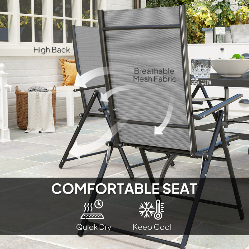 Outsunny 7 PCs Garden Dining Set, Folding Chairs and Metal Top Table