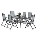 Outsunny 7 PCs Garden Dining Set, Folding Chairs And Metal Top Table