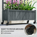 Outsunny Wooden Trellis Planter, Raised Garden Bed with Wheels, Grey