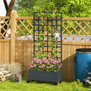 Outsunny Wooden Trellis Planter, Raised Garden Bed with Wheels, Grey
