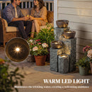 Outsunny 4-Tier Outdoor Fountain With LED Lights, Grey And Rustic Brown