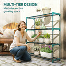Outsunny 4-Tier Plant Stand Indoor Outdoor, Set of 2 Metal Plant Shelf