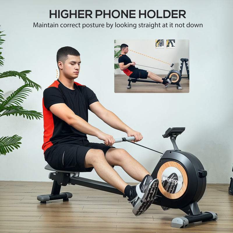 SPORTNOW 16-Level Magnetic Rowing Machine W/ LCD Monitor
