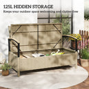 Outsunny 125L Garden Storage Bench, 2 Seater PE Rattan Outdoor Bench
