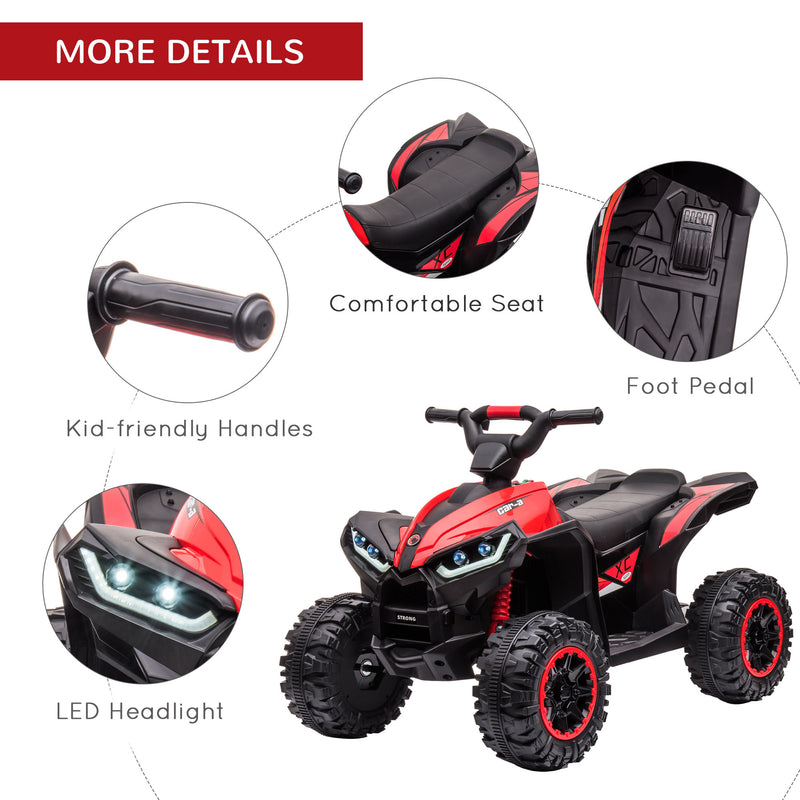 HOMCOM 12V Electric Quad Bikes for Kids Ride On Car ATV Toy for 3-5 Years Red