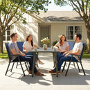 Outsunny Folding Garden Chairs Set of 4 with High Back, Armrests, Navy Blue