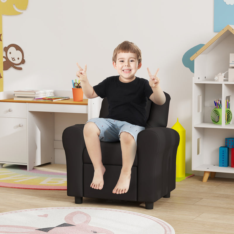 HOMCOM Kids Recliner Chair with Adjustable Backrest and Footrest, Beige