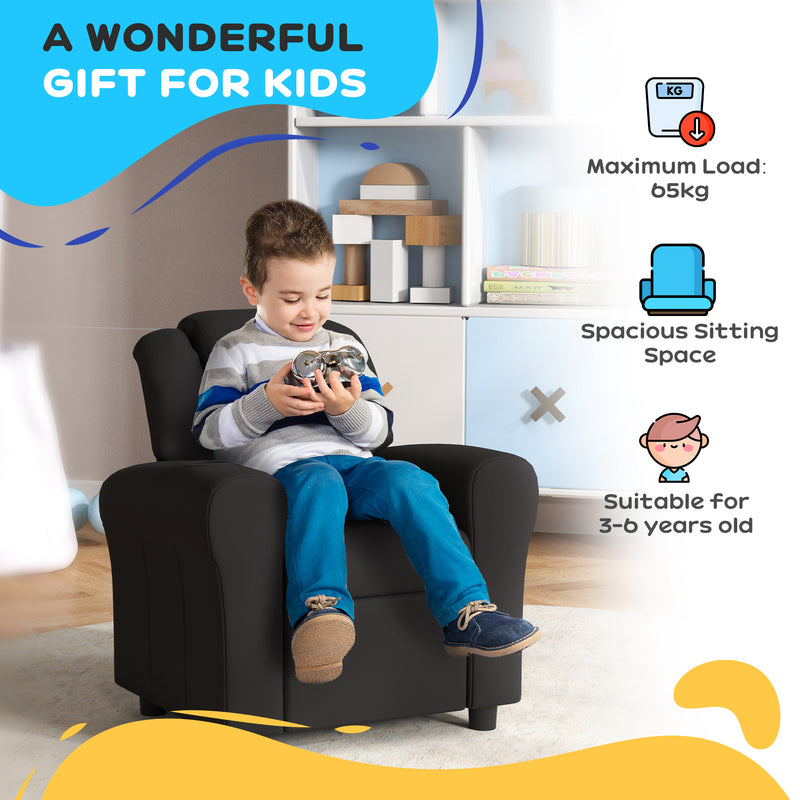 HOMCOM Kids Recliner Chair with Adjustable Backrest and Footrest, Beige