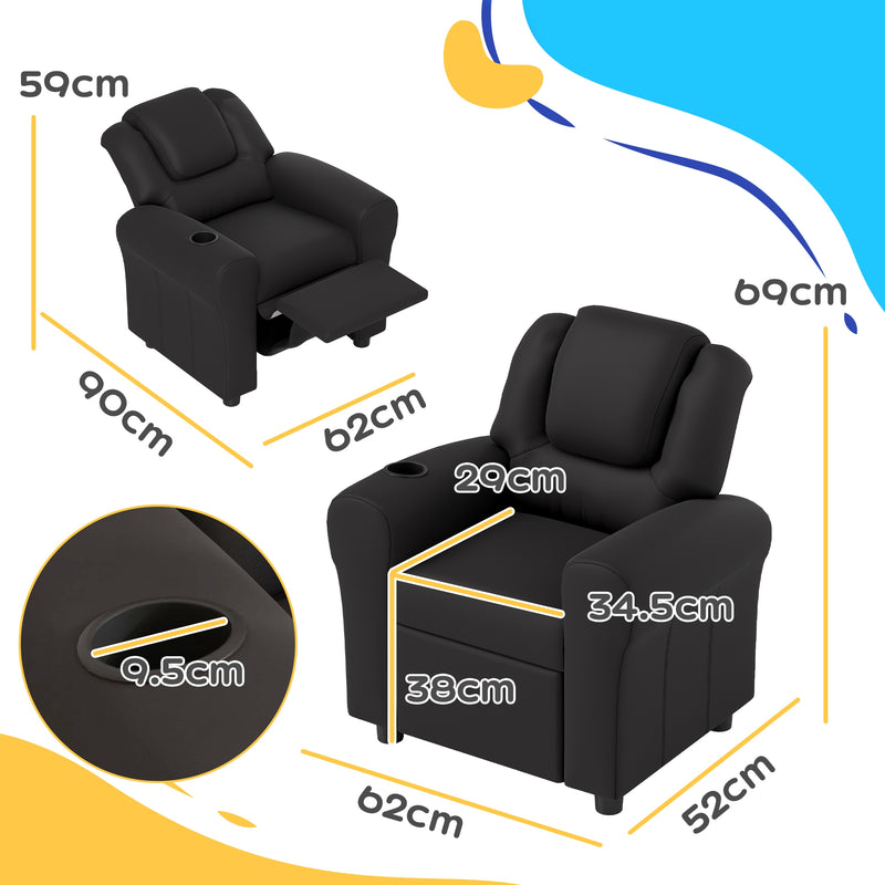 HOMCOM Kids Recliner Chair with Adjustable Backrest and Footrest, Beige