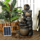 Outsunny Solar Water Feature with LED Lights and Pump 4 Tier Water Fountain