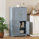 HOMCOM 110cm Kitchen Cupboard with 4 Arched Doors and 2 Adjustable Shelves