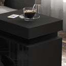 HOMCOM High Gloss Bedside Table with LED Light and 2 Drawers, Black